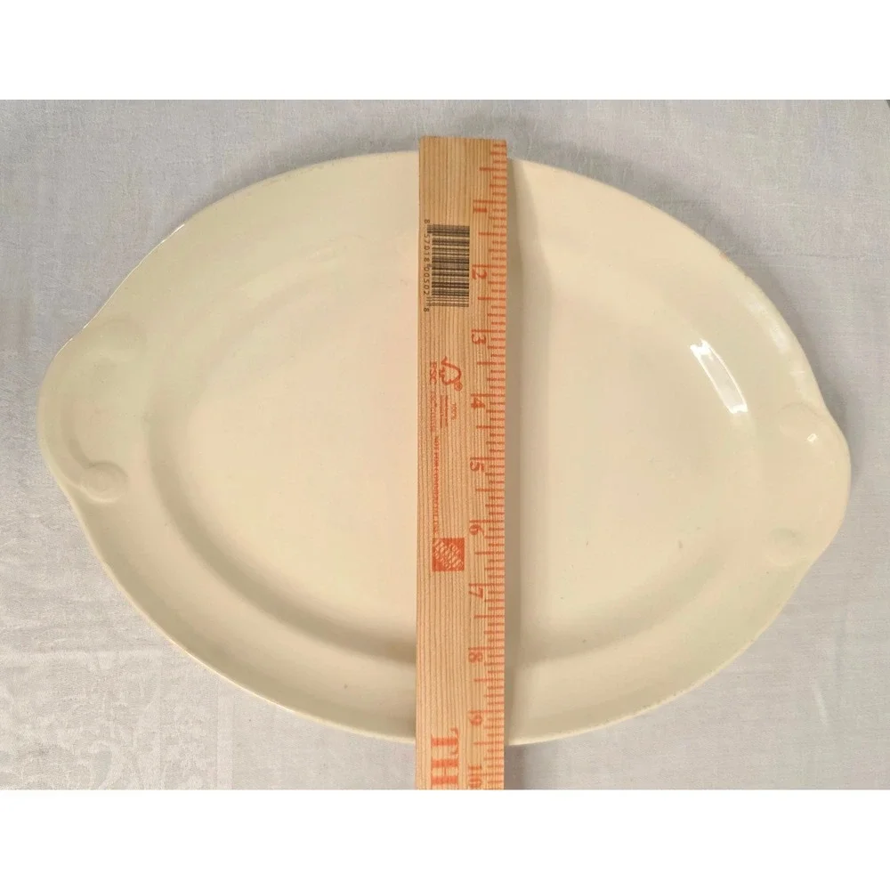Vintage Taylor Smith Taylor USA Cream Oval Serving Platter 13 inch 1939 TST